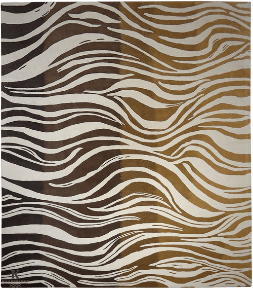 Handtufted Art design tapijt 5106 in bruin-geel van Koreman Exclusive Carpets, gemaakt van wol.