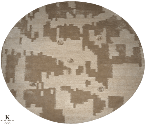 Handtufted Art design tapijt 5113 in bruin-beige van Koreman Exclusive Carpets, gemaakt van wol.
