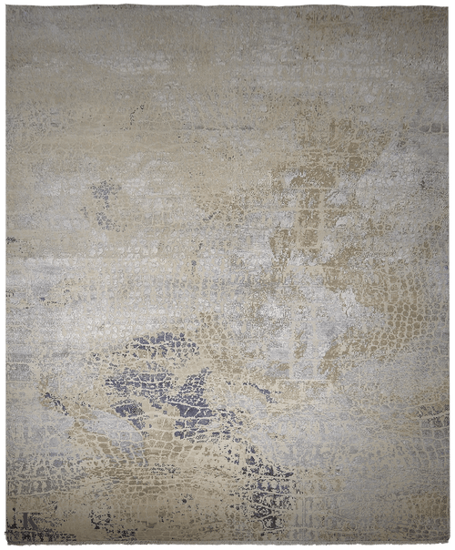 Loricata Design beige/ blue 4599 vloerkleed in blauw-beige van Koreman Exclusive Carpets, handgeknoopt uit wol en zijde.