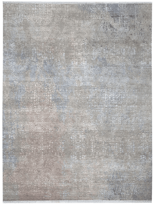Loricata Caribbean Sea Design vloerkleed in grijs van Koreman Exclusive Carpets, handgeknoopt uit wol en zijde.