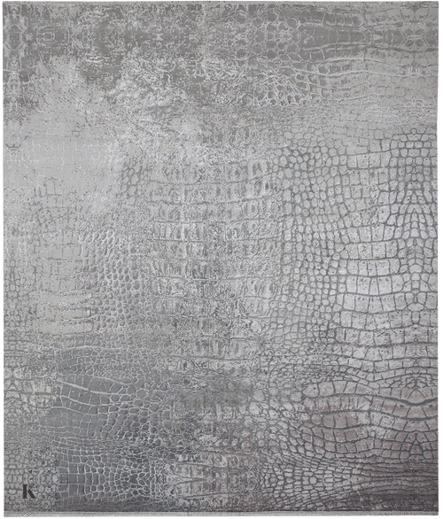 Loricata Design grey/ purple tapijt 4934 in paars-grijs van Koreman Exclusive Carpets, handgeknoopt uit wol en zijde.