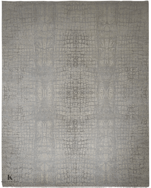 Loricata Design Grey 4598 vloerkleed in grijs-beige van Koreman Exclusive Carpets, handgeknoopt uit wol en zijde.