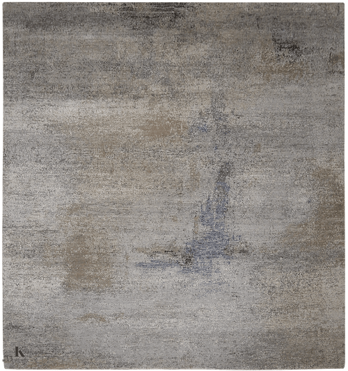 Riviera Aluminium design tapijt 4991 in blauw-grijs van Koreman Exclusive Carpets, handgeknoopt uit wol.