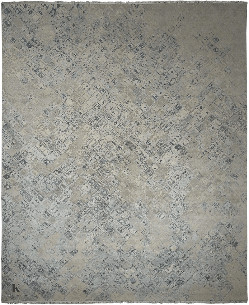 Bentayga art design tapijt in beige van Koreman Exclusive Carpets, handgeknoopt uit wol en zijde.