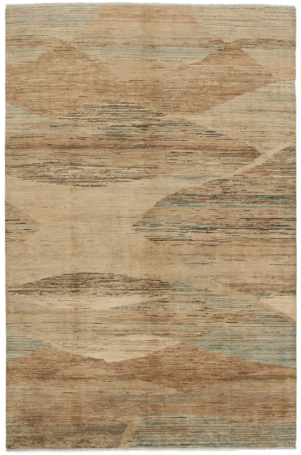 Gabbeh Zagros Desert Wave tapijt in bruin-beige van Koreman Exclusive Carpets, handgeknoopt uit wol.