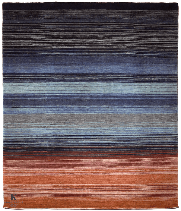 Gabbeh Zagros tapijt 4577 in blauw-rood van Koreman Exclusive Carpets, handgeknoopt uit wol.