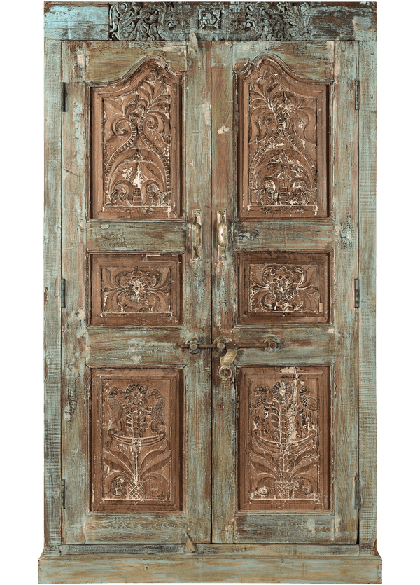 Oude Almirah kast uit India 4544 in bruin van Koreman Exclusive Carpets.