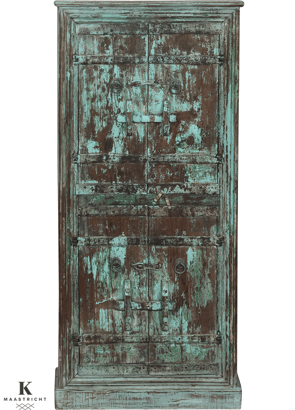 Oude Almirah kast uit India 4653A in bruin van Koreman Exclusive Carpets.