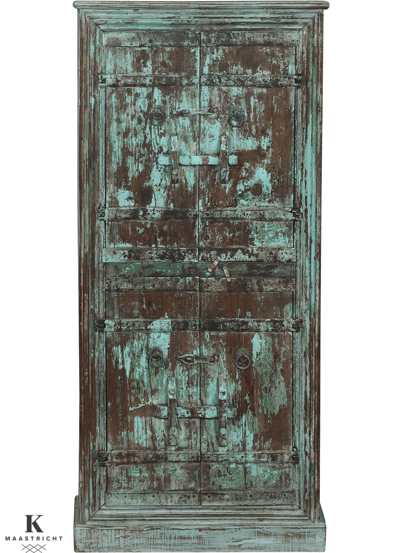 Oude Almirah kast uit India 4653A in bruin van Koreman Exclusive Carpets.