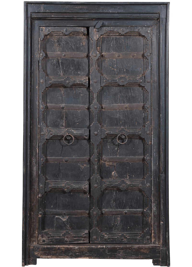 Oude almirah kast uit India 4271 in grijs-zwart van Koreman Exclusive Carpets.