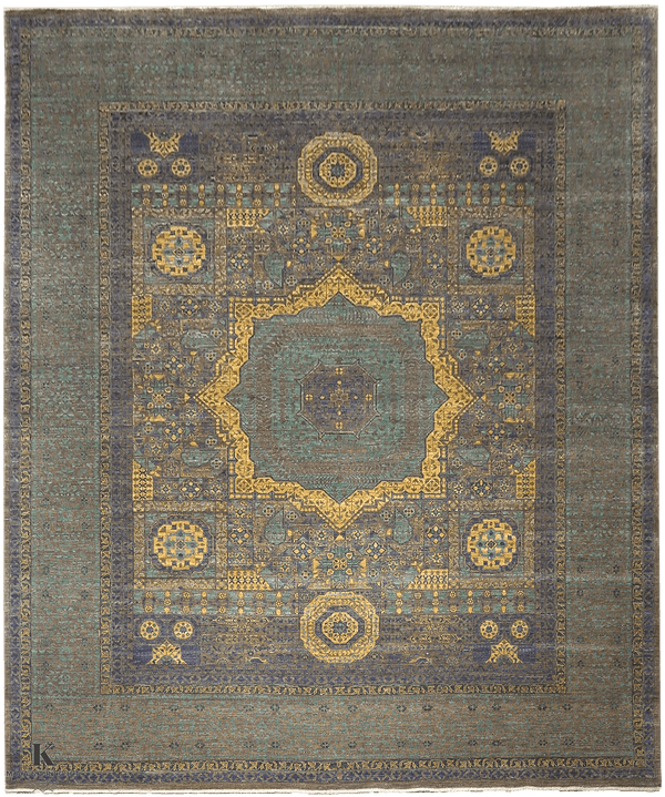Mamluk tapijt 4864 in blauw-grijs van Koreman Exclusive Carpets, handgeknoopt uit wol.