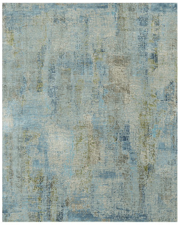 Riviera Pearl Blue tapijt in blauw van Koreman Exclusive Carpets, handgeknoopt uit wol.