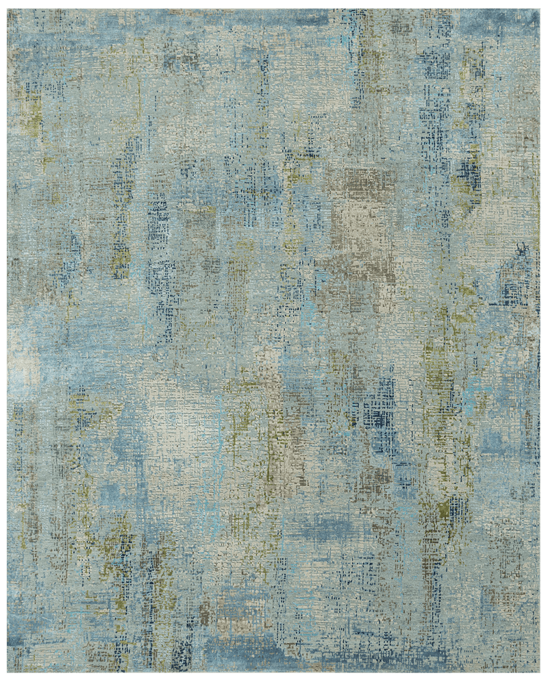 Riviera Pearl Blue tapijt in blauw van Koreman Exclusive Carpets, handgeknoopt uit wol.
