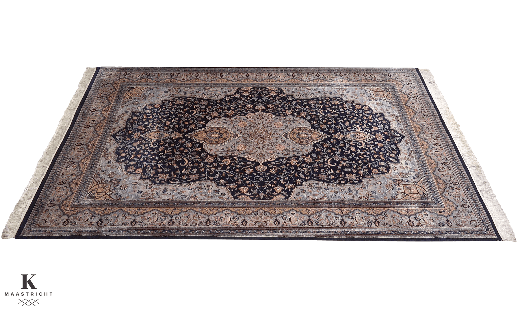 Sarouck Iran vloerkleed in blauw van Koreman Exclusive Carpets, handgeknoopt uit wol.