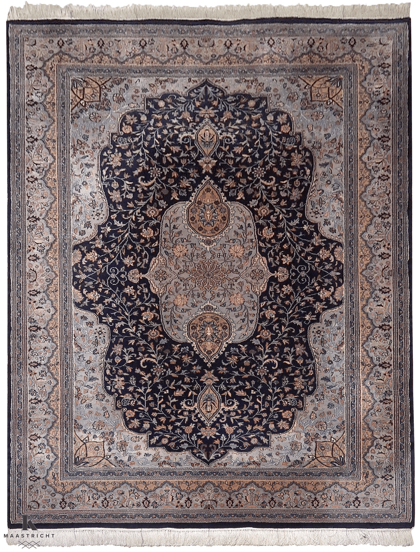 Sarouck Iran vloerkleed in blauw van Koreman Exclusive Carpets, handgeknoopt uit wol.