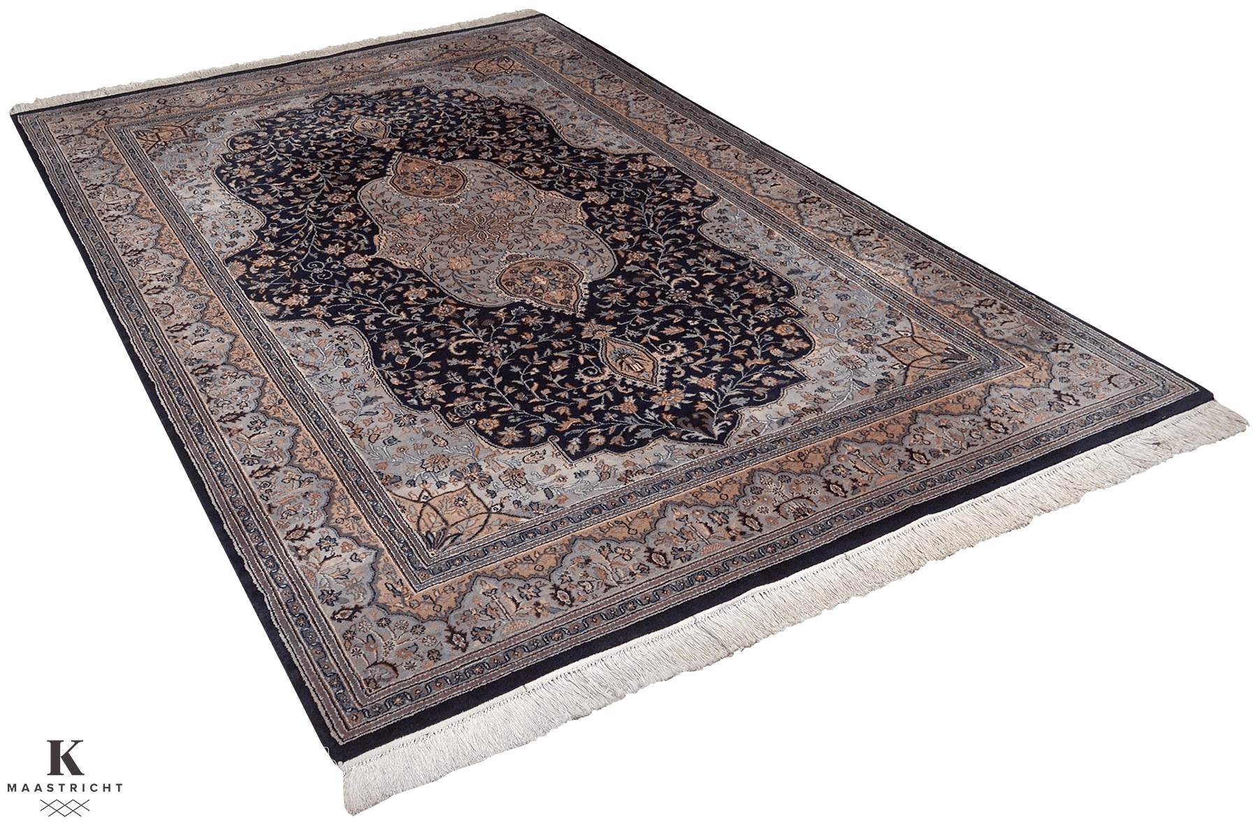 Sarouck Iran vloerkleed in blauw van Koreman Exclusive Carpets, handgeknoopt uit wol.