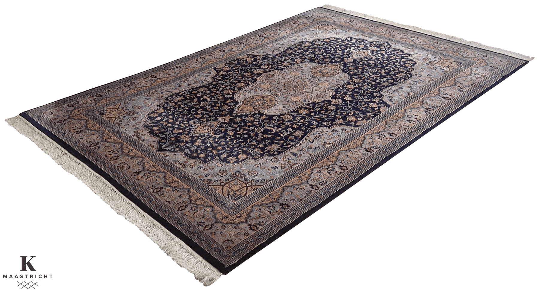 Sarouck Iran vloerkleed in blauw van Koreman Exclusive Carpets, handgeknoopt uit wol.
