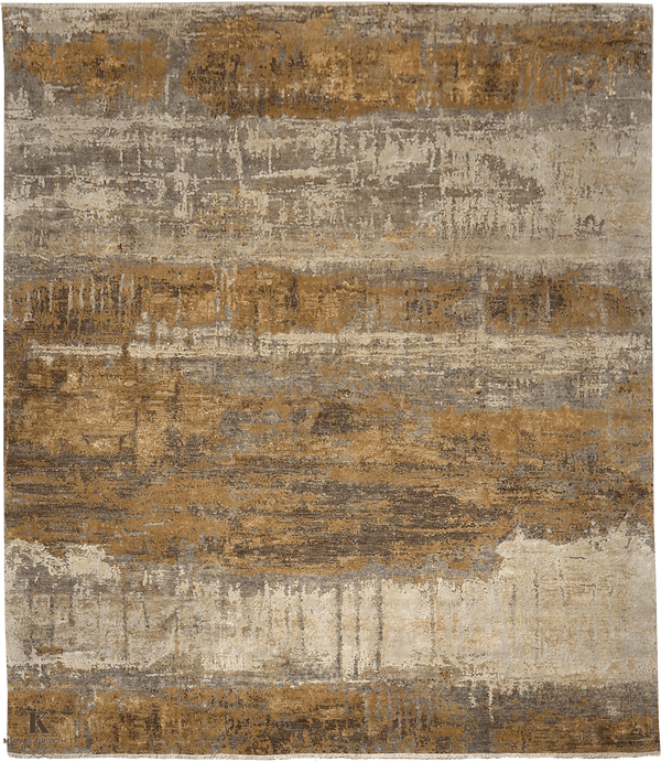 Avant Garde art design 5095 vloerkleed in oranje-beige van Koreman Exclusive Carpets, handgeknoopt uit wol en zijde.