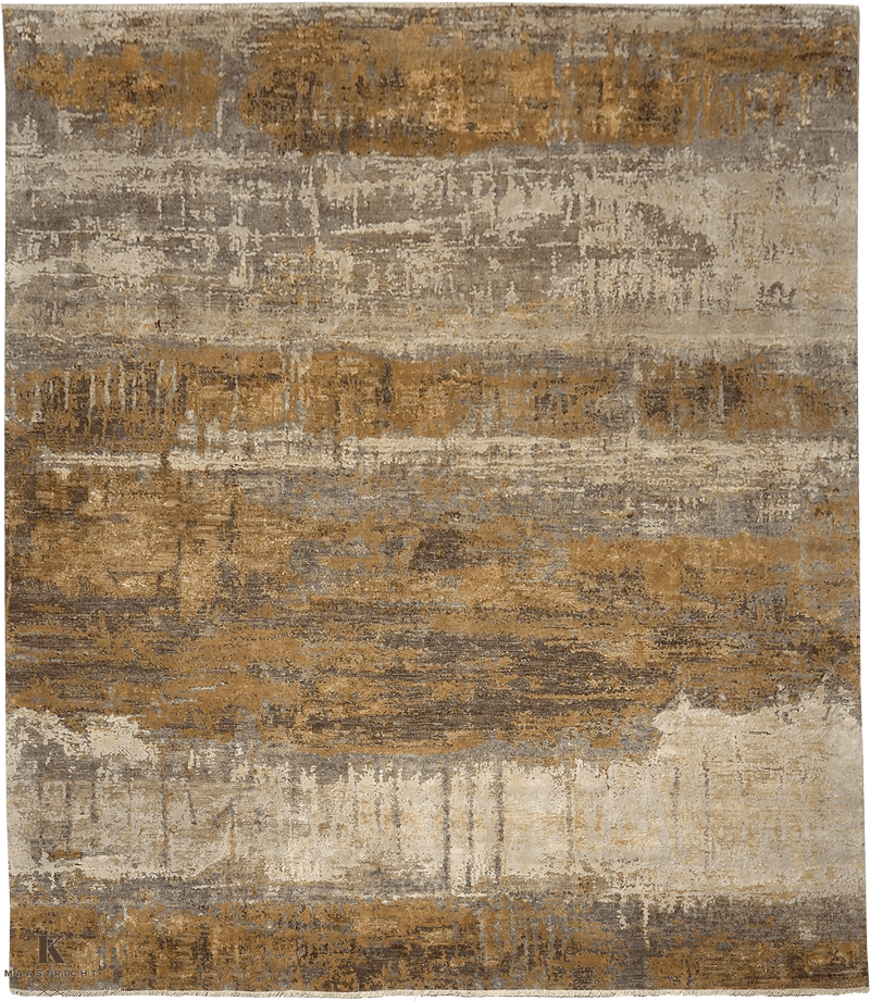 Avant Garde art design 5095 vloerkleed in oranje-beige van Koreman Exclusive Carpets, handgeknoopt uit wol en zijde.
