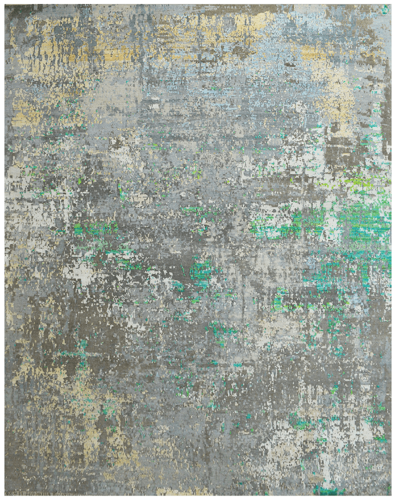 Avant Garde Charcoal-Green design vloerkleed in groen-grijs van Koreman Exclusive Carpets, gemaakt van wol en zijde.
