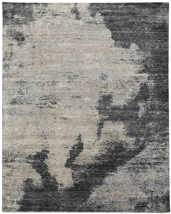 Avant Garde Emerald design vloerkleed in grijs-zwart van Koreman Exclusive Carpets, handgeknoopt uit wol en zijde.