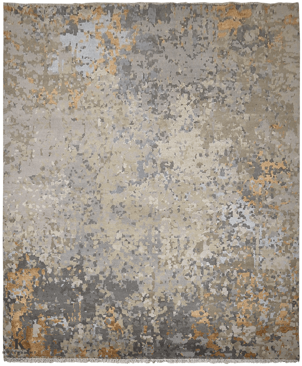 Avant Garde Enigma Charcoal design vloerkleed in oranje van Koreman Exclusive Carpets, handgeknoopt uit wol en zijde.