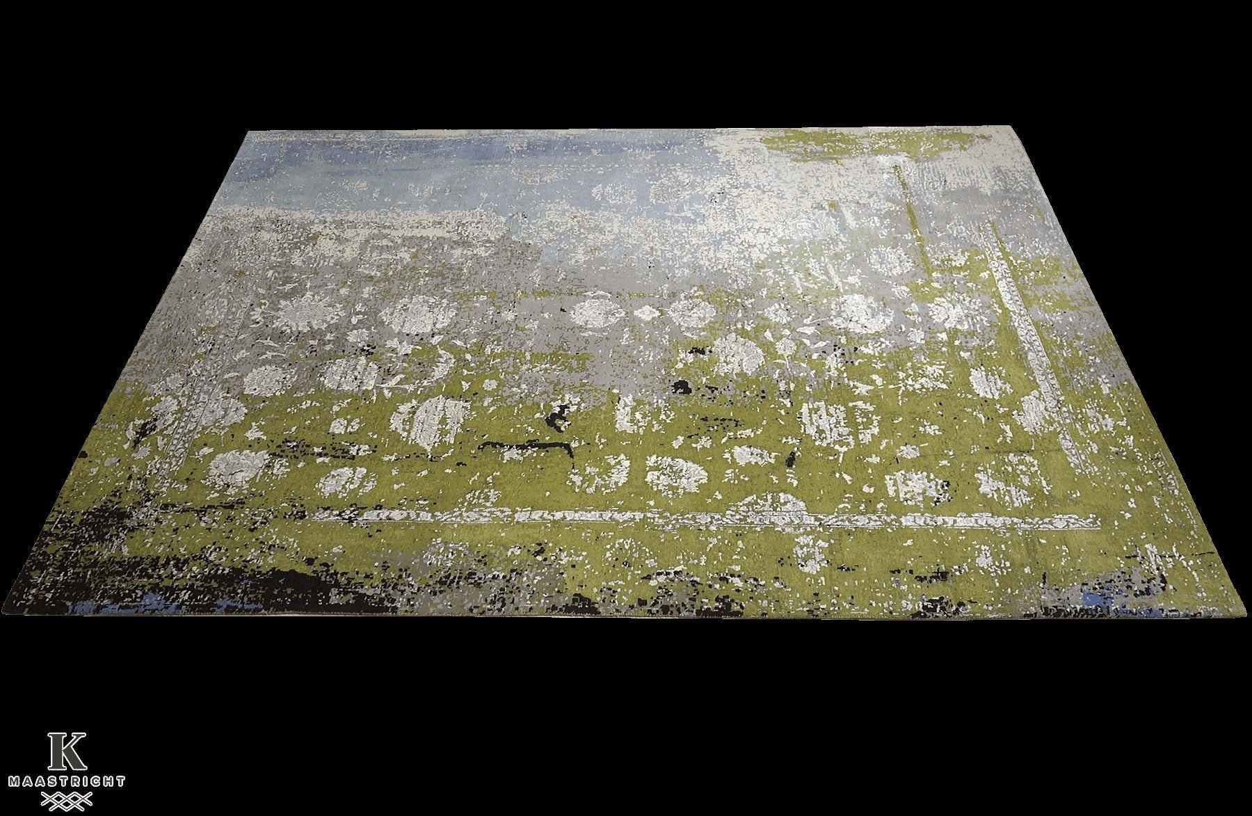 Avant Garde Kashan design 5260 vloerkleed in blauw-grijs-groen van Koreman Exclusive Carpets, handgeknoopt uit wol.