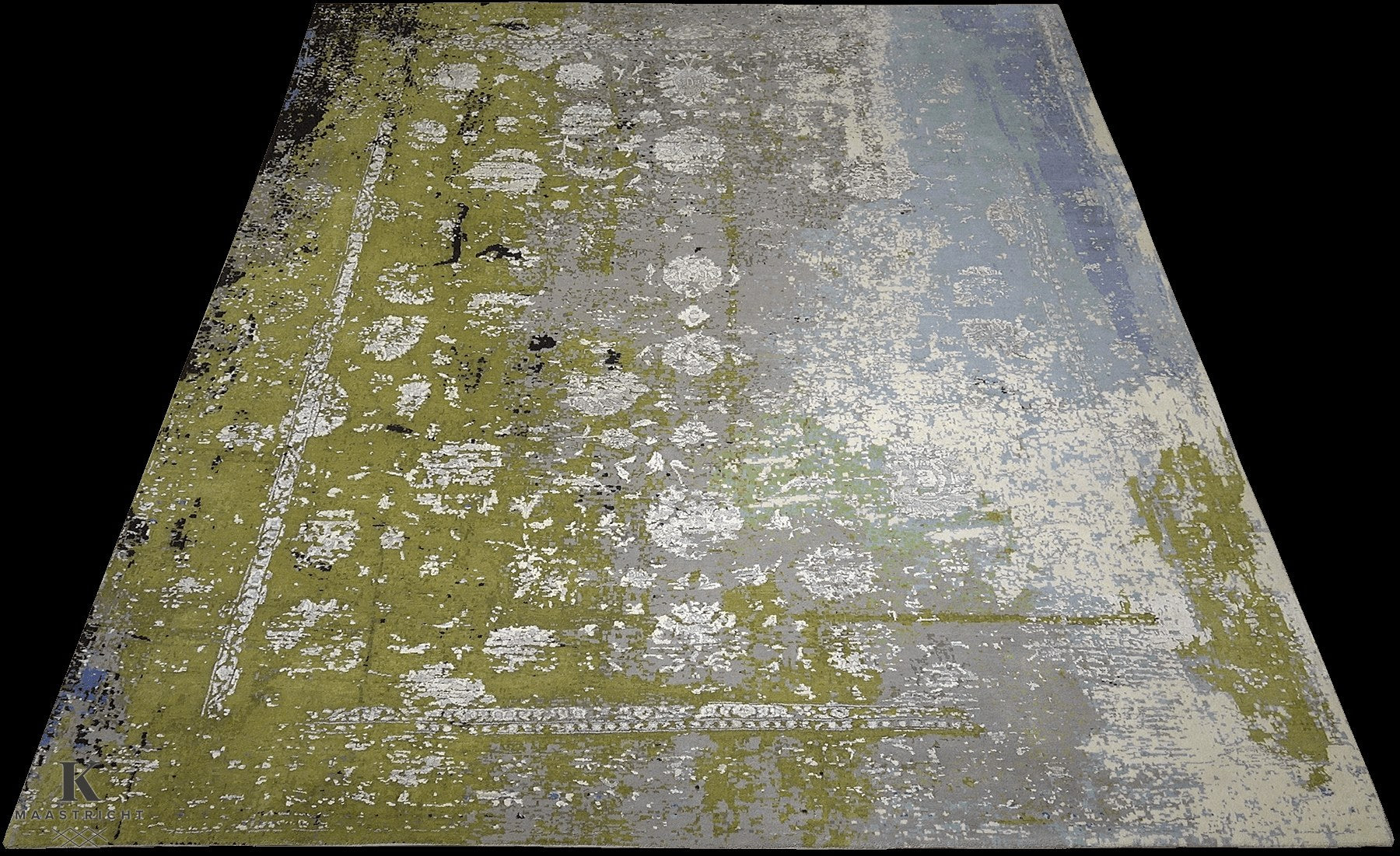 Avant Garde Kashan design 5260 vloerkleed in blauw-grijs-groen van Koreman Exclusive Carpets, handgeknoopt uit wol.