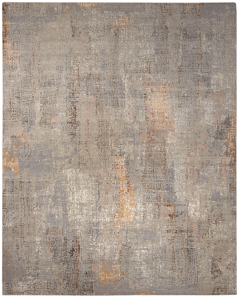 Avant Garde Linen Design vloerkleed in grijs-beige van Koreman Exclusive Carpets, handgeknoopt uit wol.