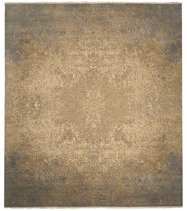 Avant Garde Medalion Design 03333 vloerkleed in grijs-beige van Koreman Exclusive Carpets, handgeknoopt uit wol en zijde.