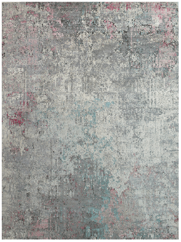 Avant Garde Twilight Pink Space design vloerkleed in grijs van Koreman Exclusive Carpets, gemaakt van wol en zijde.