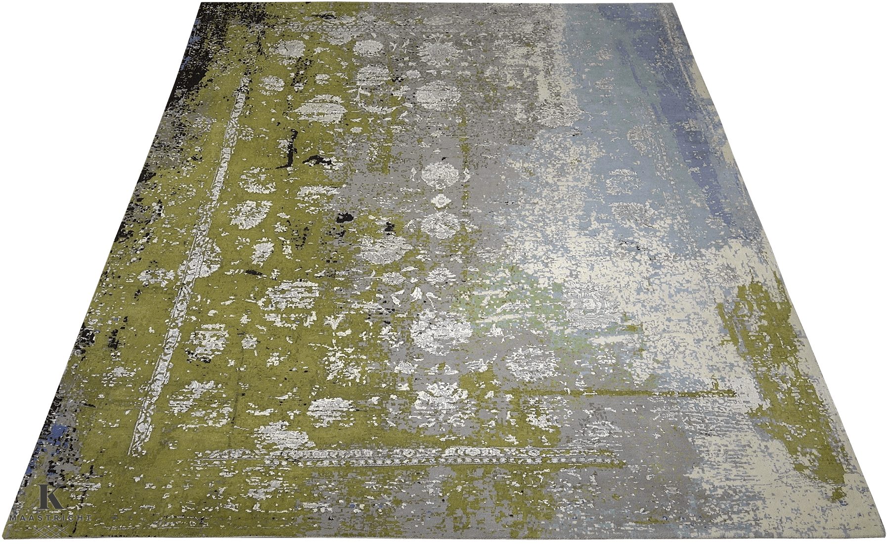Avant Garde Kashan design 5260 vloerkleed in blauw-grijs-groen van Koreman Exclusive Carpets, handgeknoopt uit wol.
