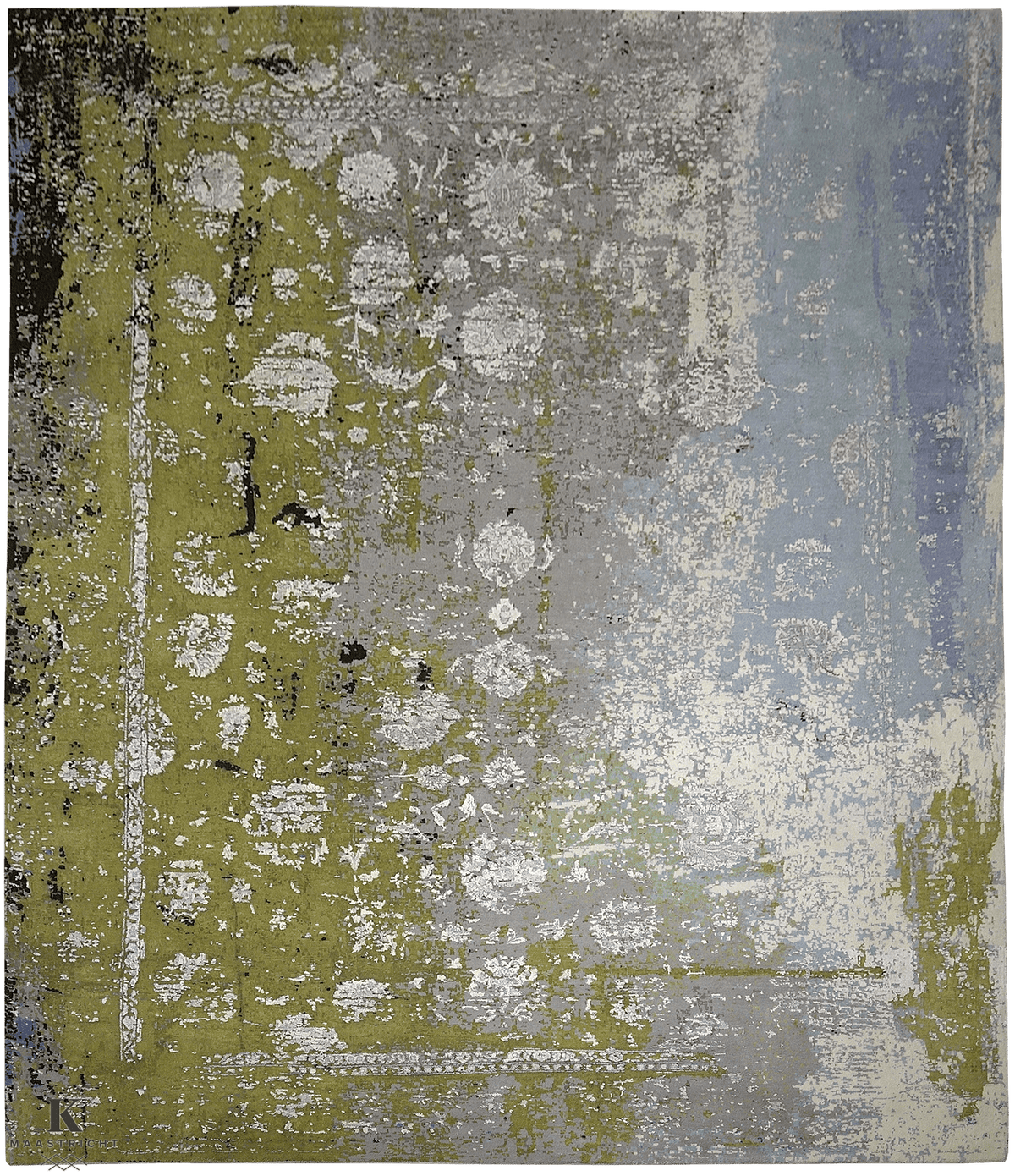 Avant Garde Kashan design 5260 vloerkleed in blauw-grijs-groen van Koreman Exclusive Carpets, handgeknoopt uit wol.