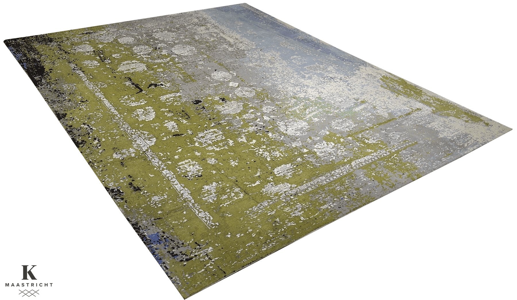 Avant Garde Kashan design 5260 vloerkleed in blauw-grijs-groen van Koreman Exclusive Carpets, handgeknoopt uit wol.