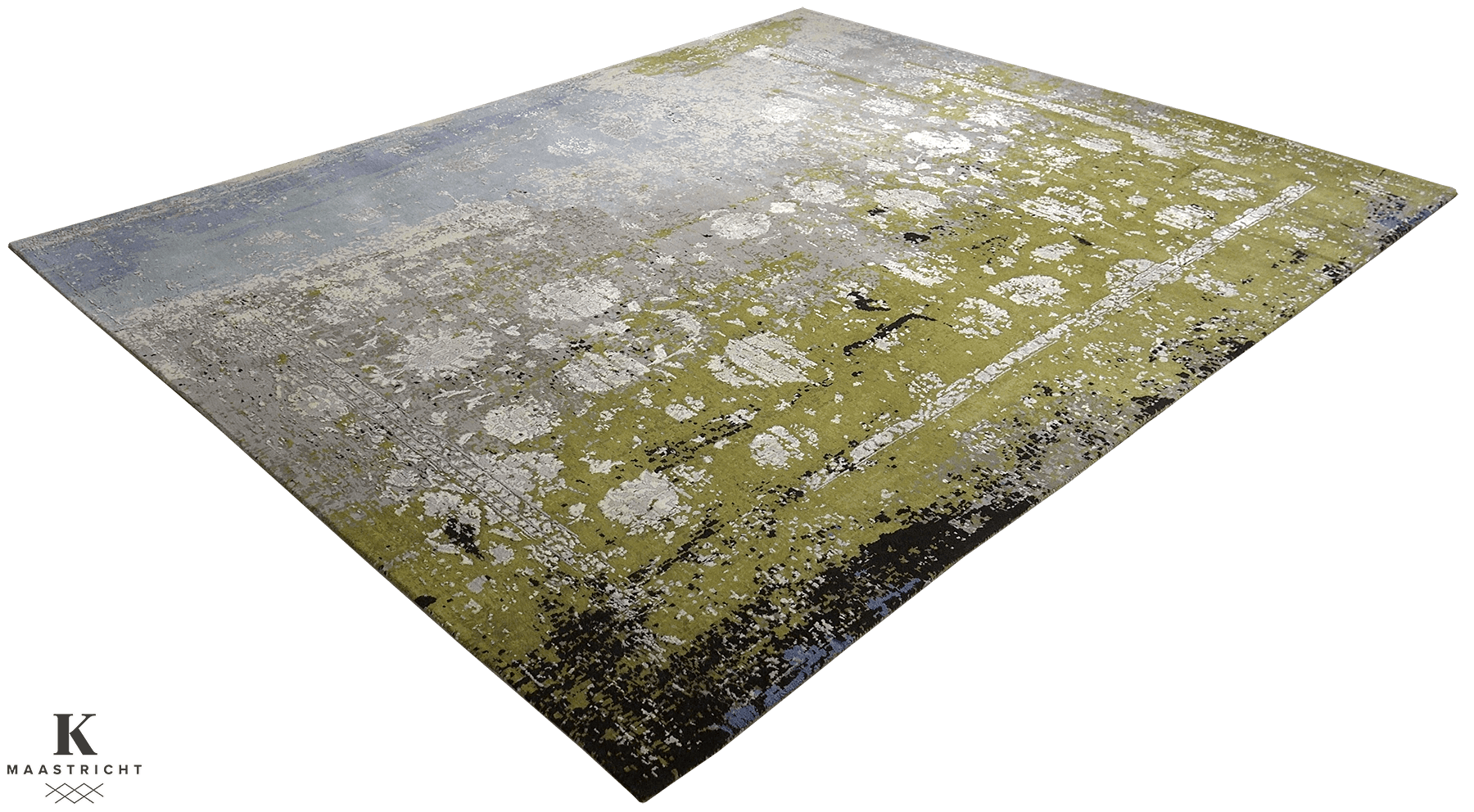 Avant Garde Kashan design 5260 vloerkleed in blauw-grijs-groen van Koreman Exclusive Carpets, handgeknoopt uit wol.