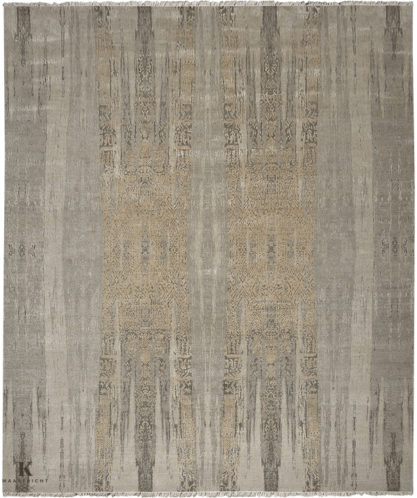 Bentayga design tapijt 4724 in beige van Koreman Exclusive Carpets, handgeknoopt uit wol en zijde.