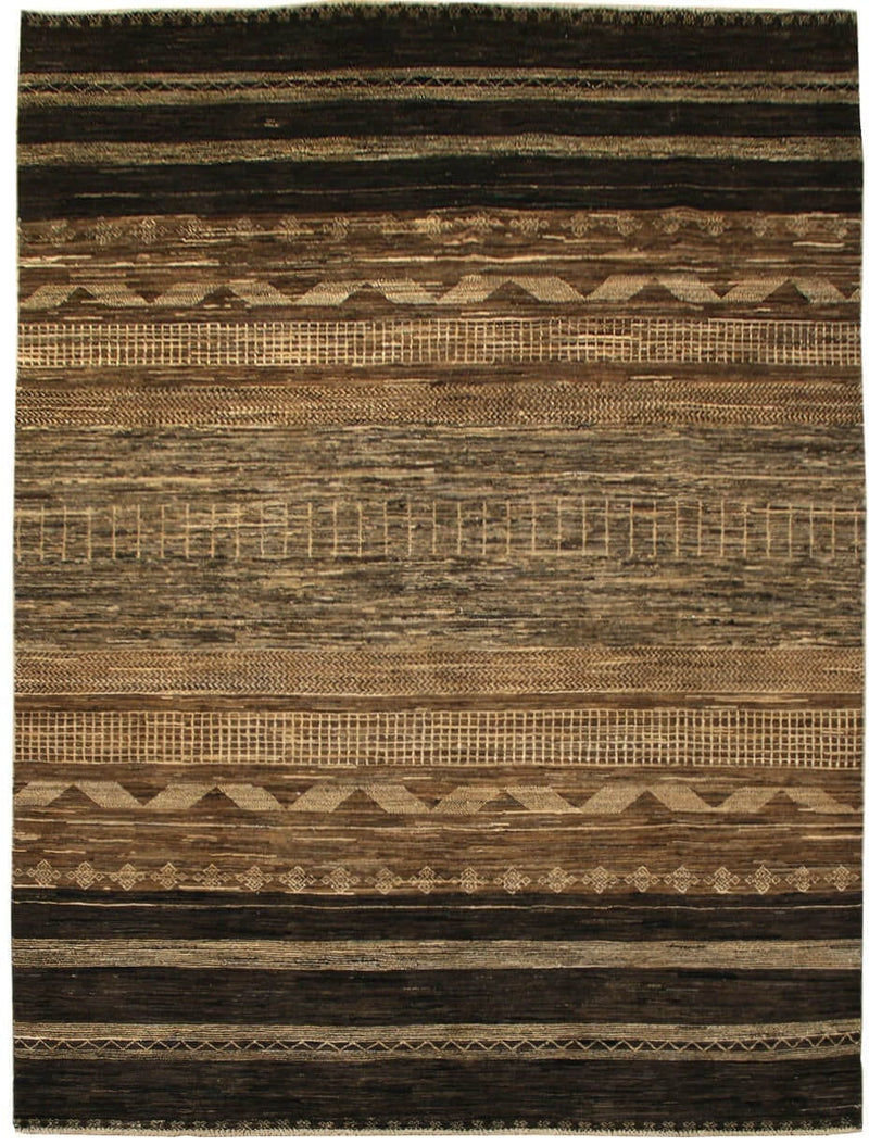 Urban Nature Geometric Brown Lines vloerkleed in bruin van Koreman Exclusive Carpets, handgeknoopt uit wol.
