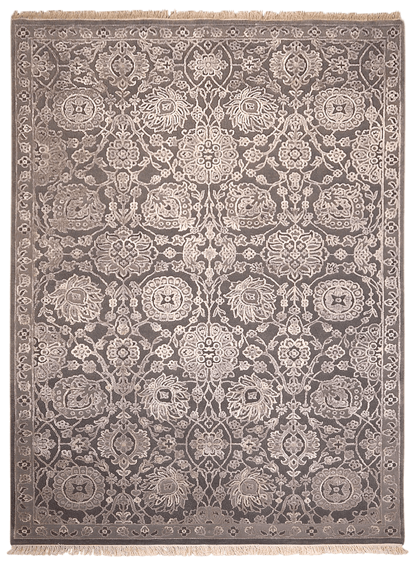 Classical Design 03402 vloerkleed in grijs van Koreman Exclusive Carpets, handgeknoopt uit wol.