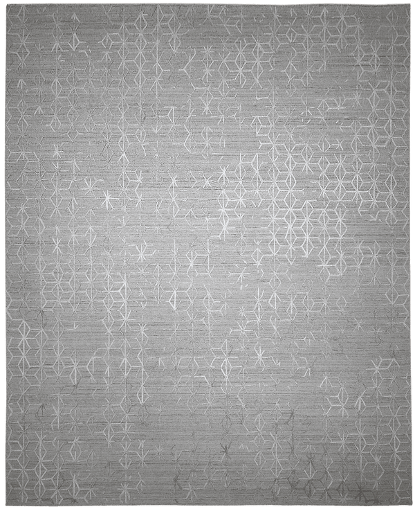Froster Design vloerkleed in grijs van Koreman Exclusive Carpets, gemaakt van wol en viscose.