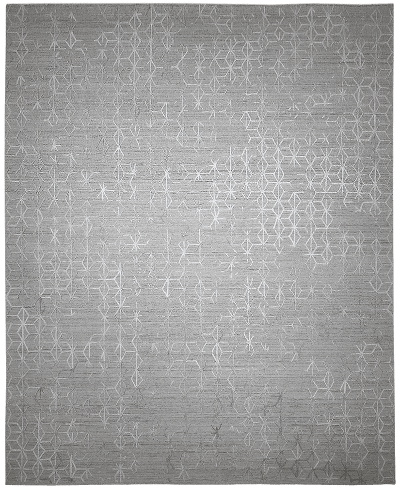 Froster Design vloerkleed in grijs van Koreman Exclusive Carpets, gemaakt van wol en viscose.