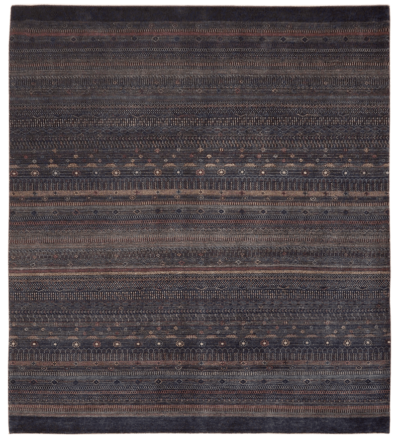 Gabbeh Zagros Striped Evening vloerkleed in zwart van Koreman Exclusive Carpets, handgeknoopt uit wol.