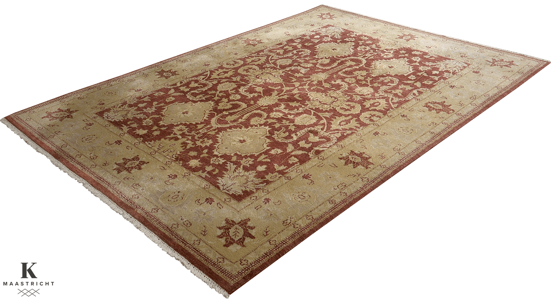 Ghaznavi Farahan vloerkleed in rood van Koreman Exclusive Carpets, handgeknoopt uit wol.