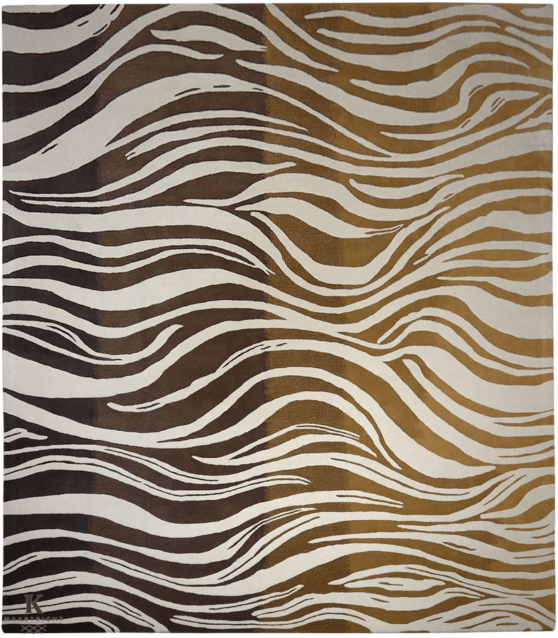 Handtufted Art design tapijt 5106 in bruin-geel van Koreman Exclusive Carpets, gemaakt van wol.