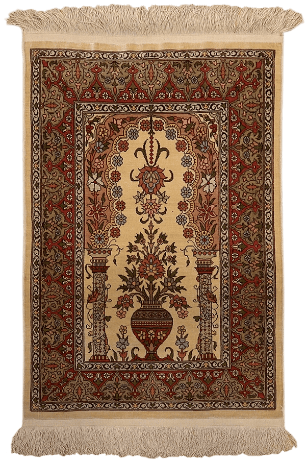 Hereke Natuurzijde tapijt 03283 in rood van Koreman Exclusive Carpets, handgeknoopt uit zijde.