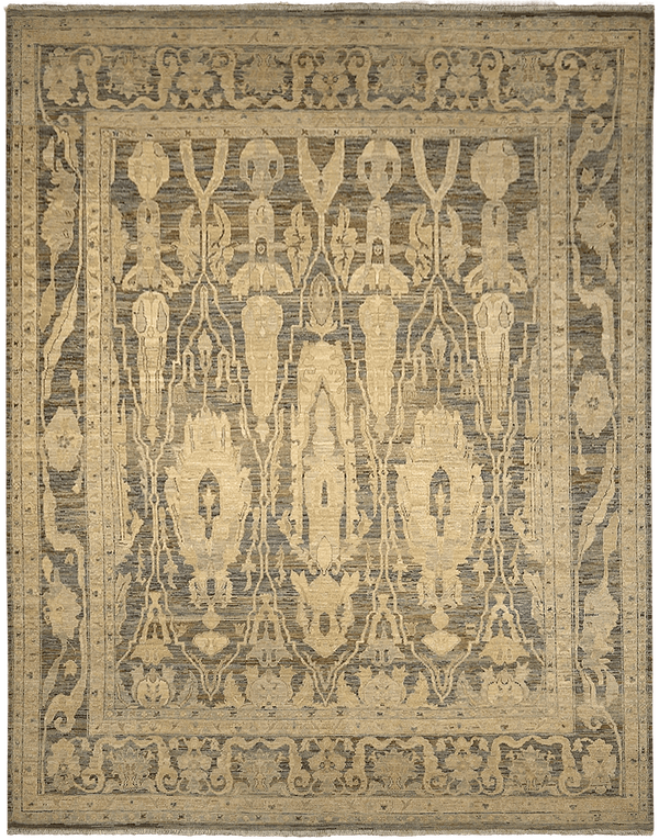 Ikat Farahan Ancient Beach vloerkleed in beige van Koreman Exclusive Carpets, handgeknoopt uit wol.