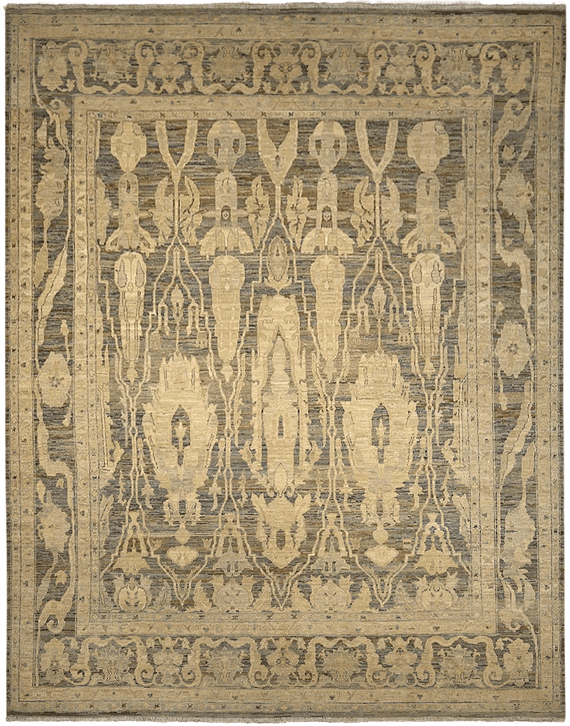 Ikat Farahan Ancient Beach vloerkleed in beige van Koreman Exclusive Carpets, handgeknoopt uit wol.