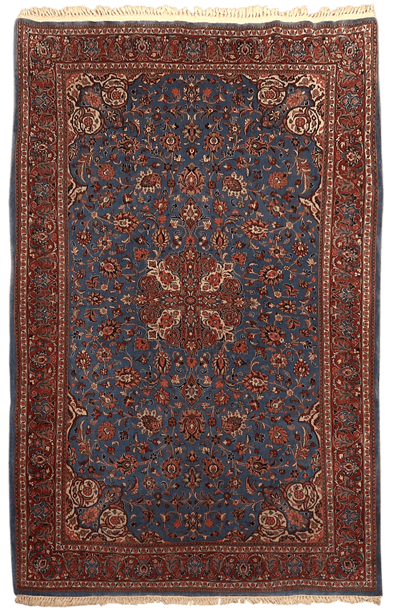Isfahan Ancient Deep Red & Blue vloerkleed in blauw-rood van Koreman Exclusive Carpets, handgeknoopt uit wol.