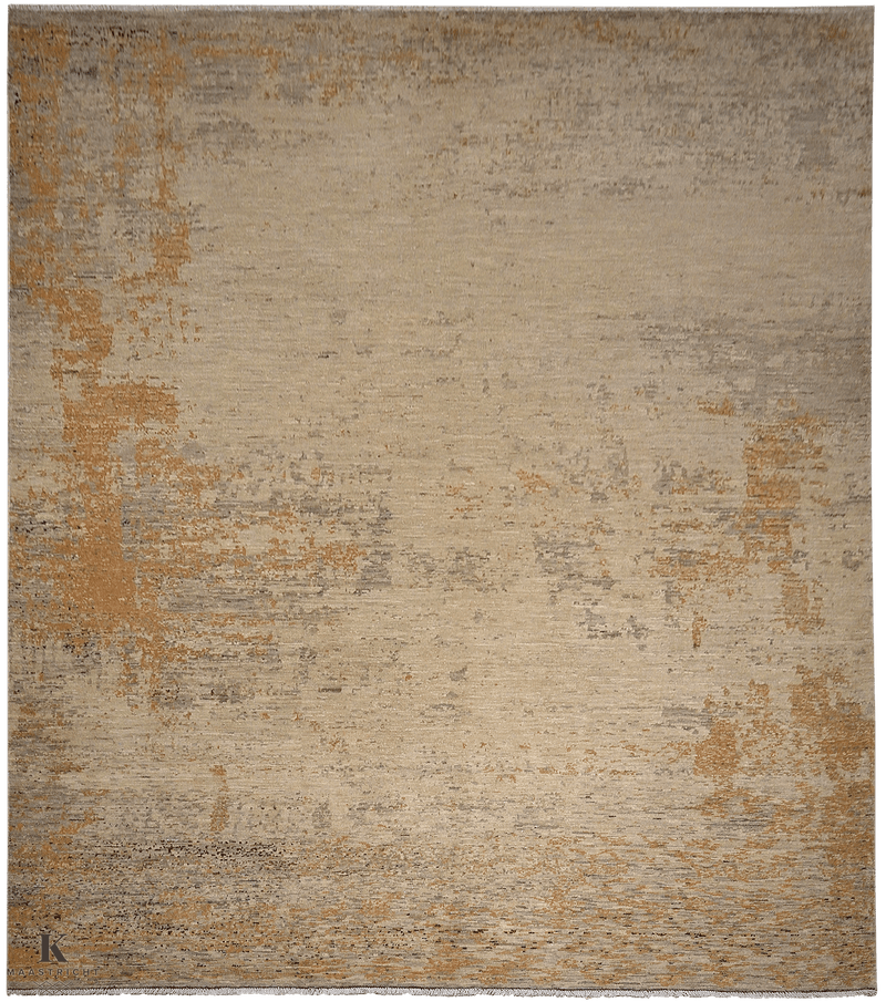 Kashkuli Art tapijt 5195 in geel-beige van Koreman Exclusive Carpets, handgeknoopt uit wol.