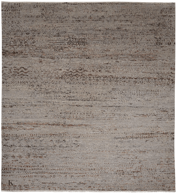 Kashkuli Art tapijt 4985 in bruin-grijs van Koreman Exclusive Carpets, handgeknoopt uit wol.