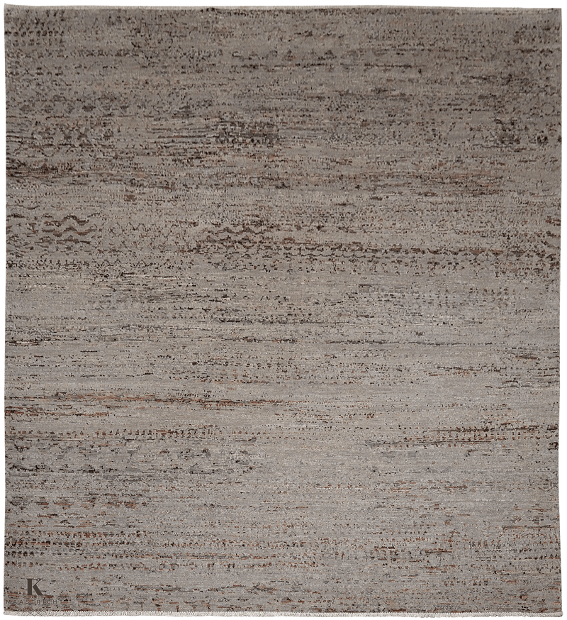 Kashkuli Art tapijt 4985 in bruin-grijs van Koreman Exclusive Carpets, handgeknoopt uit wol.